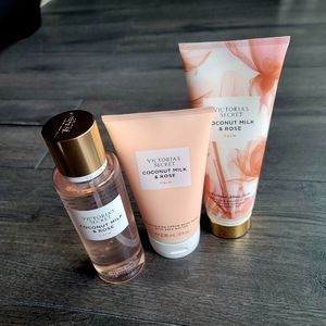 Victoria's Secret Coconut Milk & Rose Fragrance Bundle | Mist, Lotion, Body Wash
